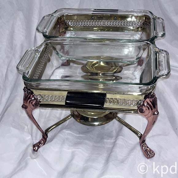 Vintage Anchor Hocking Buffet Serving Rack w 2 1 qt Anchor Ovenware Loaf dishes - Picture 3 of 10